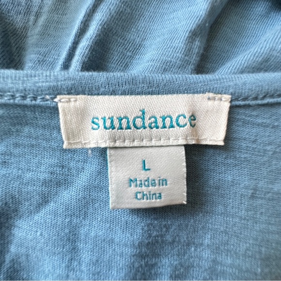 SUNDANCE NWOT AZIZA COTTON ASYMMETRICAL RUFFLE TOP SCOOP NECK BLUE | LARGE - Picture 7 of 7